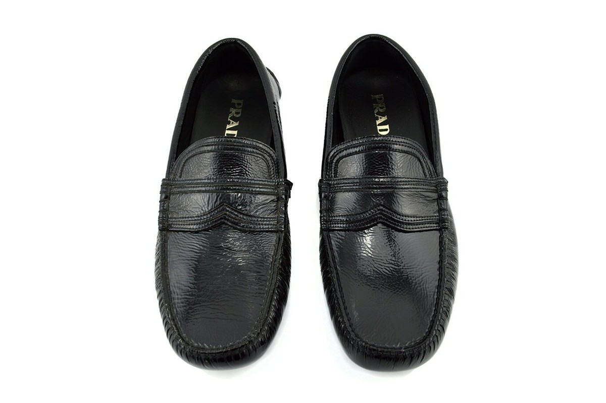 $650 PRADA Black Patent Leather Driving Moccasins Casual  display picture 3
