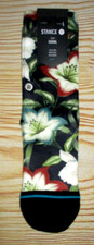 STANCE KIDS BOYS YOUTH FLORAL HAWAIIAN CASUAL BLACK CREW SOCKS SIZE L 3 - 5.5