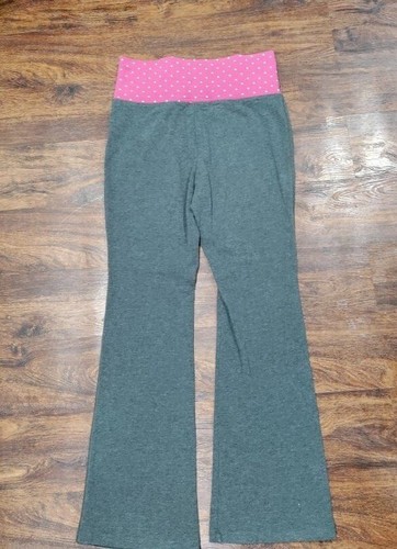 Vintage Aeropostale Fold Down Low Waist Y2k Twee 20s Flare Sweatpant Gray/Pink M - Picture 2 of 7