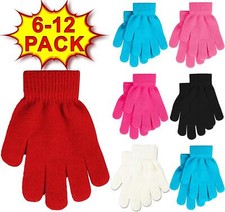 Girls Magic Gloves Warm Winter Kids Boys Unisex Stretchy Childs Black Gloves Lot