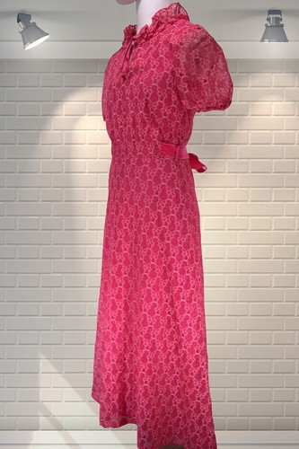 Vintage 1970s Bridgerton Style Hostess Belted Maxi Party Dress - UK 8 - Picture 4 of 5