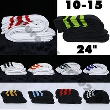 One Pair Cotton 3 Stripe Below Knee Tube Socks Old School 24" Soccer Sports Soft