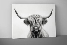 Highland Cow Wall Art - Extra Large Wall Art - Cow Canvas - Farmhouse V32