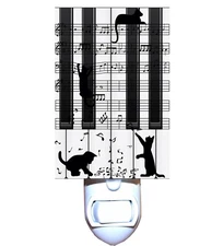 Cats on Piano Keys Decorative Night Light