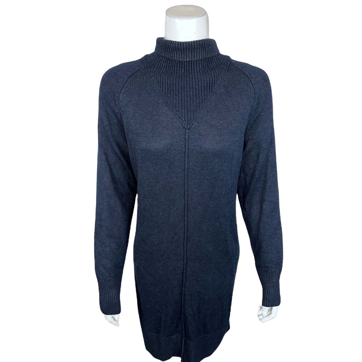 navy blue long sleeve turtleneck dress Point A-line Turtleneck Dress