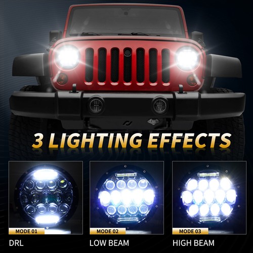 Par de faros LED redondos de 7 pulgadas faros haz alto/bajo con DRL para Hummer H1 H2 - Imagen 5 de 8