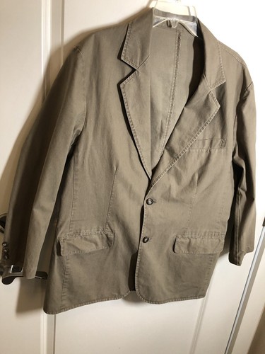 Vintage L.L. Bean Blazer Mens 40 Tan Cotton Canvas Sport Coat Jacket - Picture 3 of 9