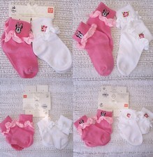 Authentic Disney Store 6 PAIR LOT Minnie Mouse Socks Baby SIZE 12-24 Months NOS