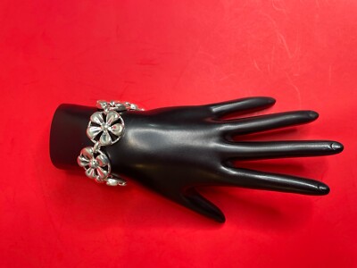 Sterling Silber großes florales Armband 7'' signiert David Sigal, 36,6 gr