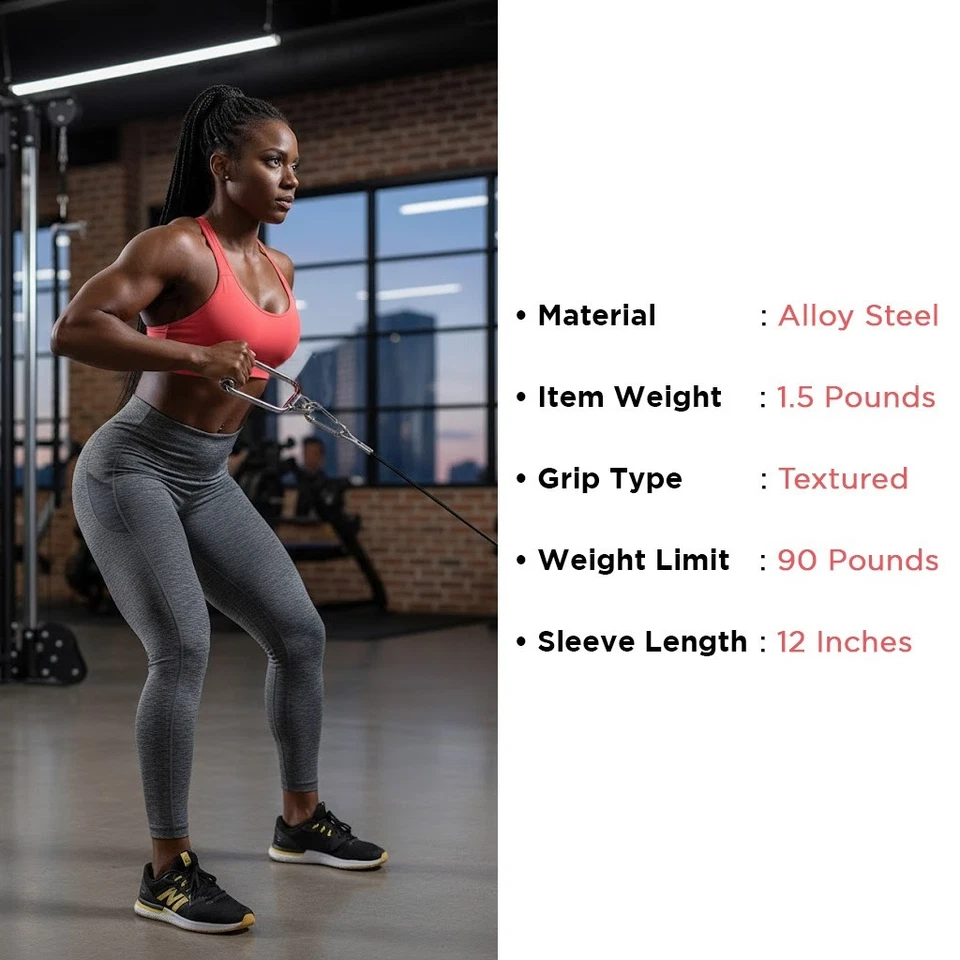 Accesorio de cable de mango cromado único Champion Barbell Foto 4 de 4