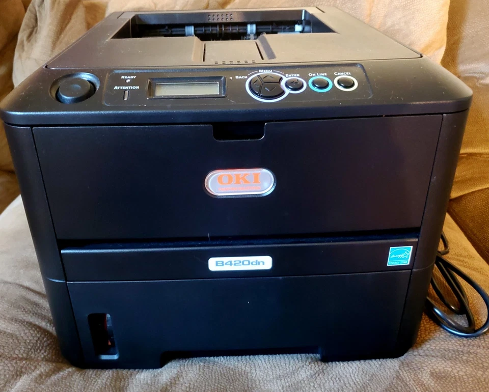 Impresora mono digital negra Oki Data B420dn IMPRESORA LÁSER funciona con cable de alimentación Foto 2 de 4