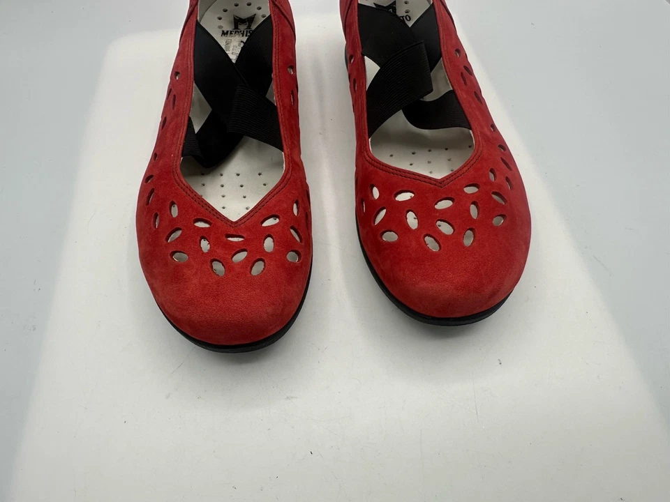 Zapatos Mephisto Air Jet Mary Jane Rojo Recorte Nubuck Mocasines Mujer Talla 9 Foto 3 de 4