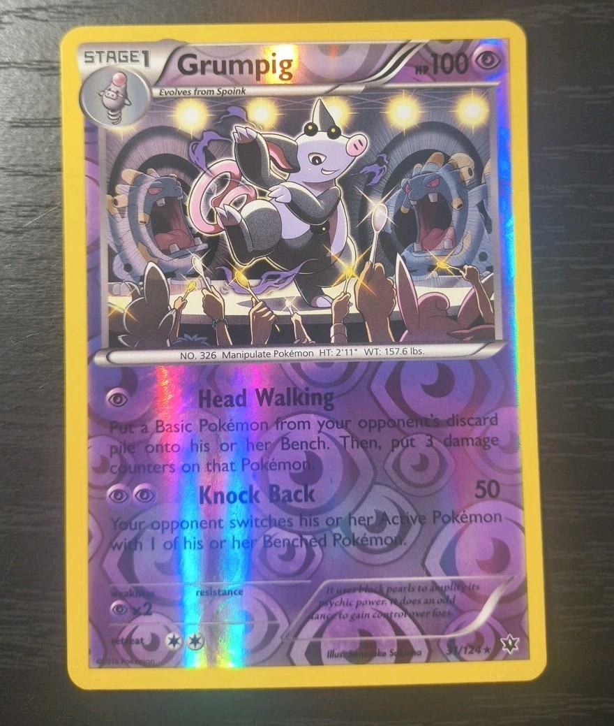 Pokemon Fates Collide Grumpig Reverse Holo Rare 31/124 LP
