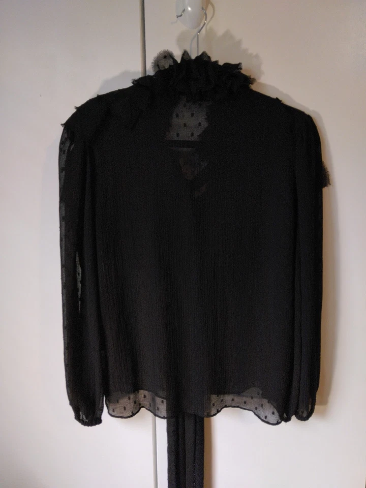 Blusa de malla transparente ZARA talla L volantes caprichoso hada grunge moño Foto 3 de 4