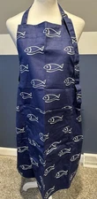 Now Designs NAVY BLUE & WHITE FISH Chef's Apron Cotton One Size NWT