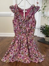 Guess Floral Ruffle Mini Dress w/ Pockets – Pink Rose Print – Women’s Medium