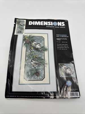 Dimensions 3199 Cross Stitch Winter Chickadees Birds Pine Tree Branch 8 X 16''