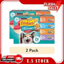 NEW 2 Pack Purina Friskies Tasty Treasures Wet Cat Food Variety 5.5 Oz