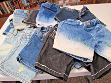 LOT OF 10 VINTAGE BUILD A BEAR DENIM PANTS SHORTS FOR GIRL AND/OR BOY PLUSH