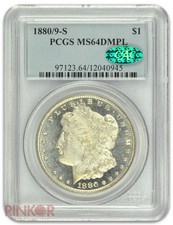1880/9-S $1 Morgan Dollar PCGS MS 64 DMPL CAC