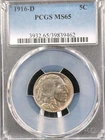 1916-D 5C Buffalo Nickel PCGS MS65 Uncirculated Lt Toning #6481