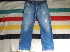 VTG Y2k 2000s Levis 501 Faded Blue Grunge Distress 35x29 Button Fly Denim Jeans