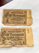 Vintage paper money  1937 Germany 1 Rentenmark Banknotes Lot Circulated