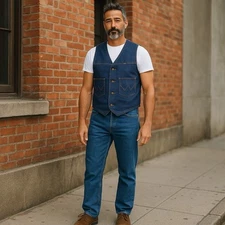 Vintage Wrangler Western Cowboy Cut Vest Jacket Blue Jean Denim NEW TAGS