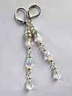 faceted CLEAR CRYSTAL & AB RING dangle earring SP LEVER BACK handcrafted X7A