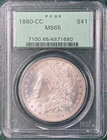 1880 CC Morgan Silver Dollar PCGS MS-65