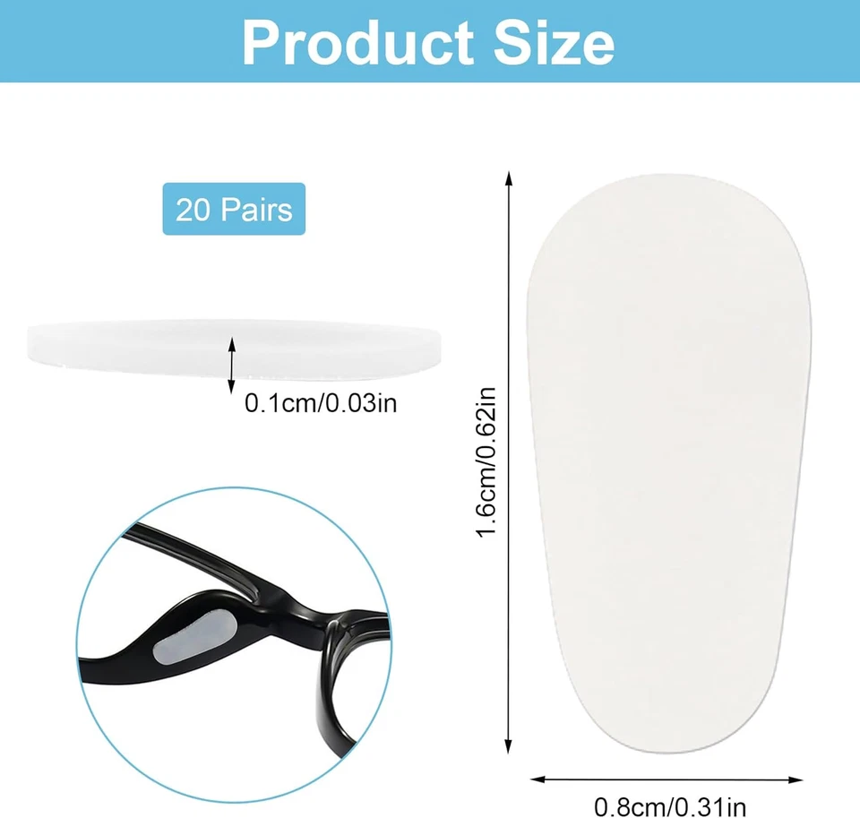 20 Paar Silikon Nasenpads 1mm dünn selbstklebend rutschfest für Brillen - Bild 2 von 4