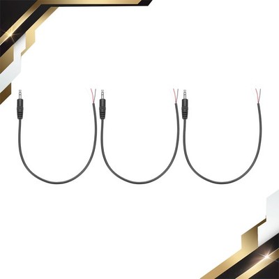 3Pack 3.5mm Male Jack to Bare Wire Open End TRS 3 Pole Cable 0.30m
