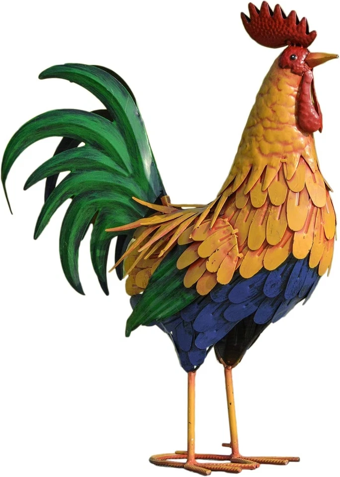 Multicolor Freestanding Rooster Sculpture - Perfect Outdoor & Indoor Accent - Image 3 of 4
