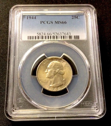 1944 Washington Silver Quarter! WWII! PCGS MS 66! Beautiful Coin! ENN Coins