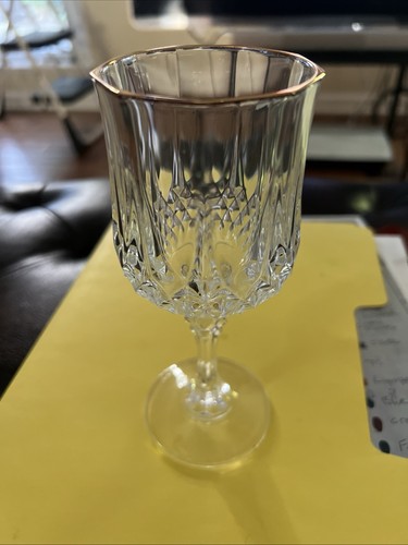 Juego De Colección De 4- Longchamp Labio Dorado De D’Arques-Copas De Vino De Cristal Corte Durand - Imagen 8 de 10