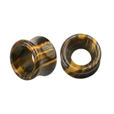 2G to 13/16 inch Tiger Eye Stone Concave Ear Tunnel Gauges Piercing Sold a Pair