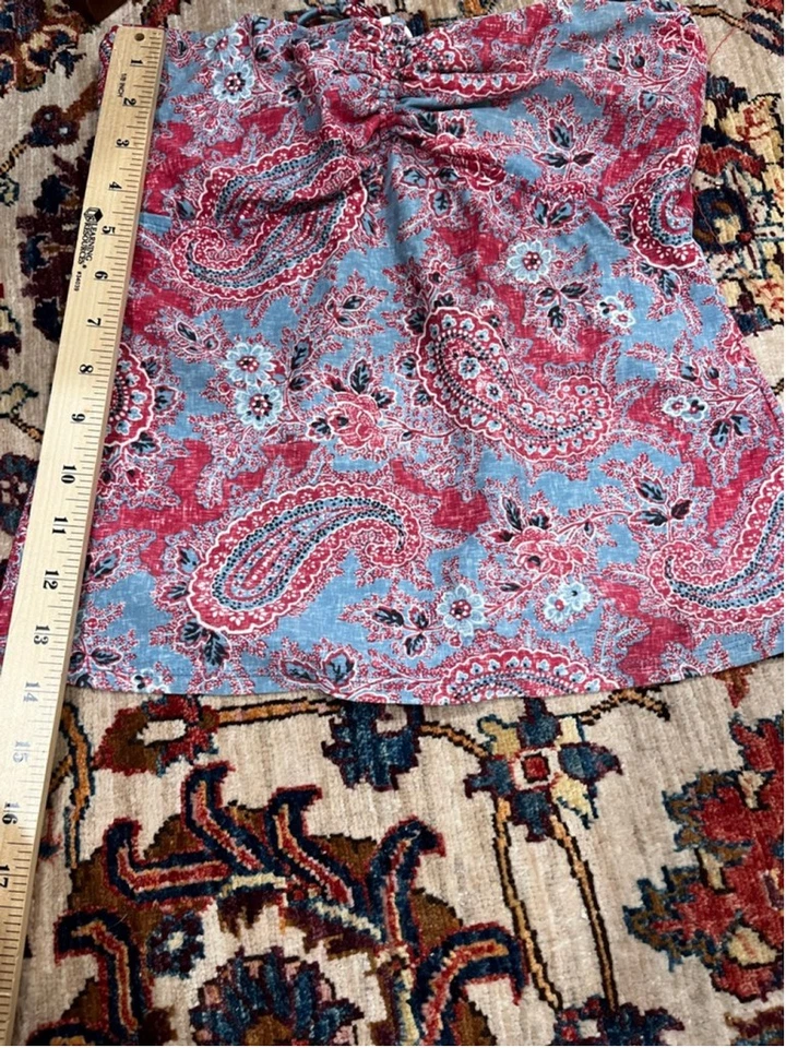 Ralph Lauren Paisley Tankini Top Blue Red Lace-Up Strapless Swim Size M - Image 4 of 4