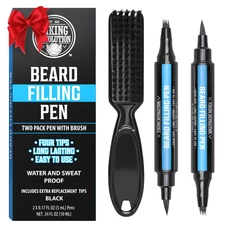 Viking Revolution Beard Pen (2 Pack) - Black Beard Pencil Filler for Men Lapiz P