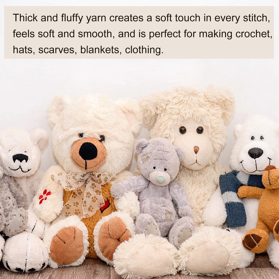 Fur Yarn Soft Fluffy Chunky Yarn Fuzzy Yarn Pale Gray for Crocheting,50m Foto 4 de 4