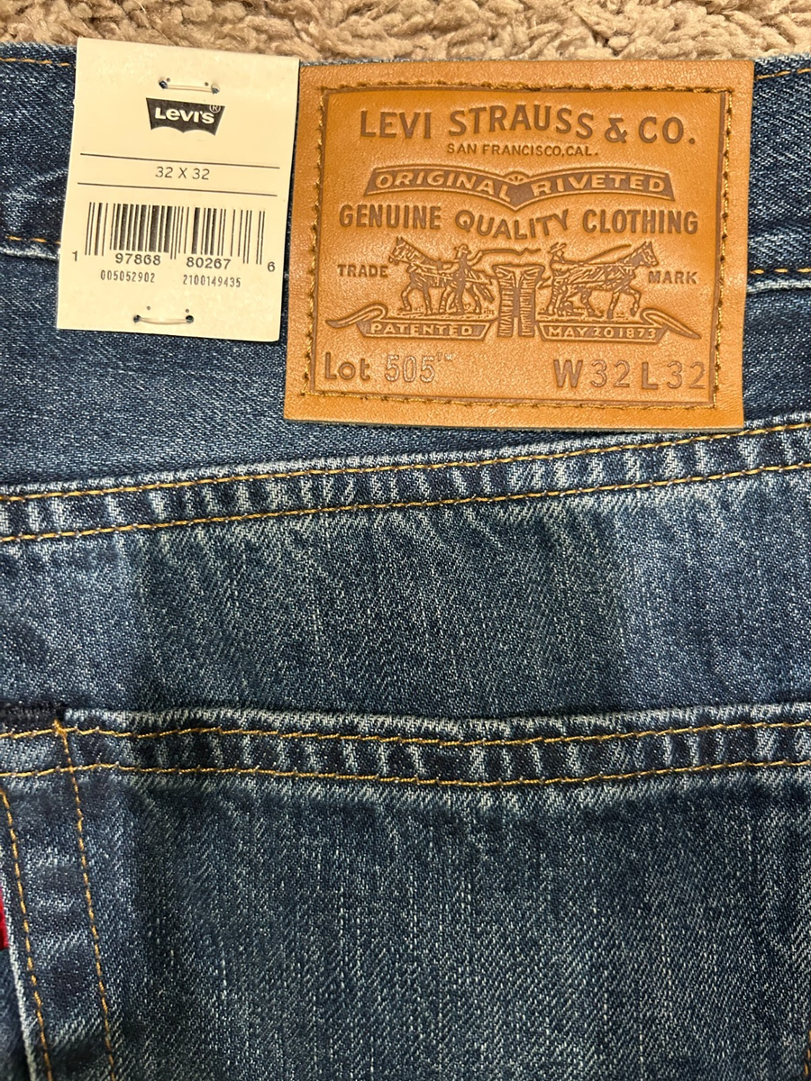 Levi's Premium 505 Regular Fit Selvedge Jeans Blue 100% Cotton