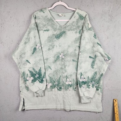National Wildlife Federation Sweater Mens 2XL Floral Fern V Neck Pullover USA