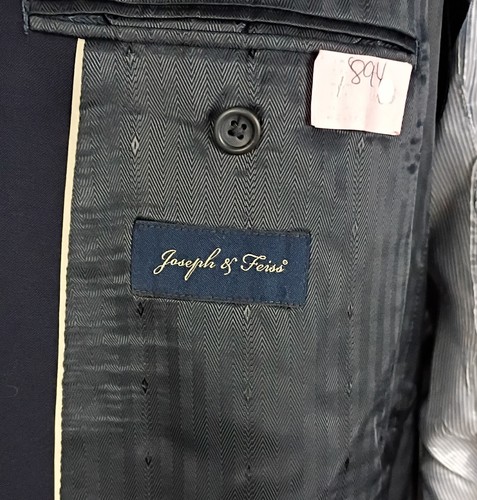 Traje Joseph & Feiss Dos Piezas Sólido Azul Marino Lana Sarga Grande Alto 60R 57X30 - Imagen 11 de 14