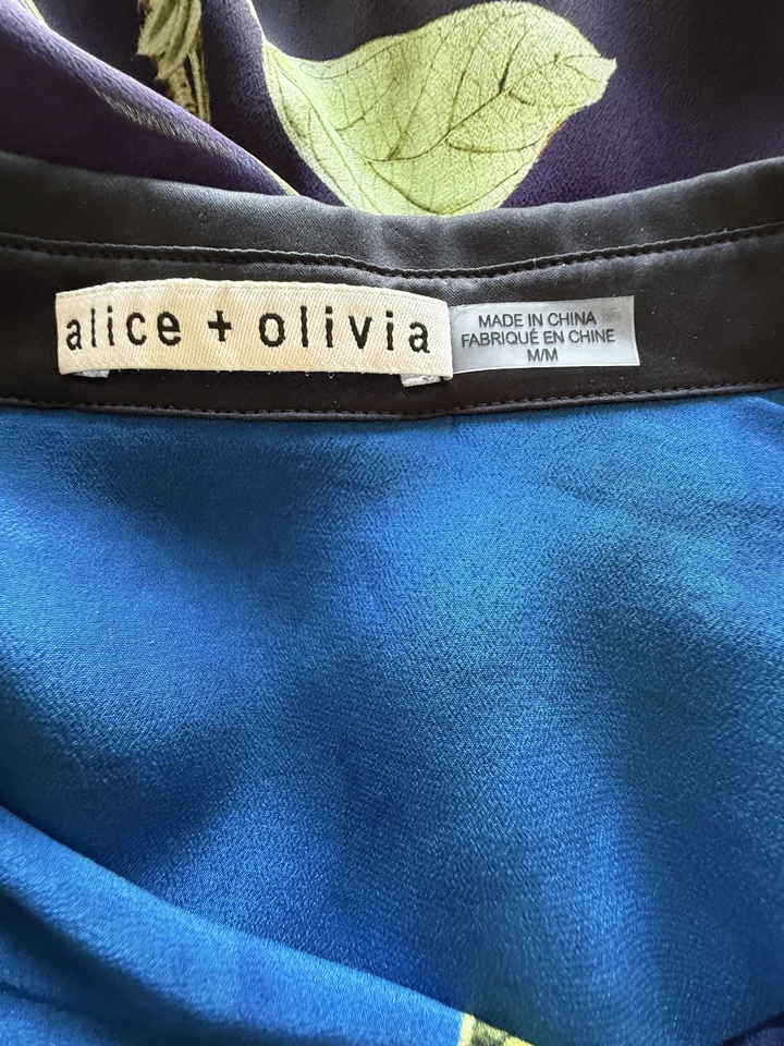 Blusa Alice plus Olivia Estampado Floral Seda con Mangas Transparentes - Talla M Foto 4 de 4