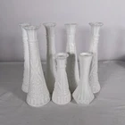 Lot of 7 Vintage Milk Glass Vases Mixed Sizes 5 Tall 2 Short Wedding Decor