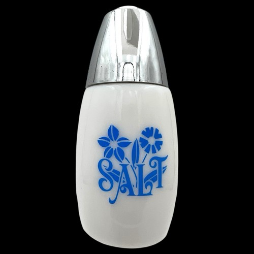 Juego de sal y pimienta Gemco Americana Delft flor 2 oz vidrio blanco vintage años 70 EE. UU. - Imagen 4 de 18