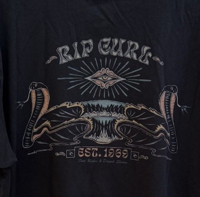 Rip Curl Cobra Retro Waves Dark Gray T Shirt Relaxed Fit Size M