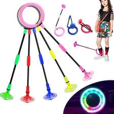 Flashing Jumping Ring Children Colorful Ankle Skip Jump Ropes Sports Swing Ba...