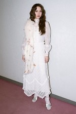 VALENTINO EMBROIDERED LACE MIDI WEDDING DRESS IVORY WHITE IT 42