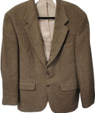 Vintage Oscar De La Renta Wool Blazer Mens 41R Brown Herringbone Sport Coat