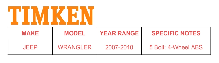 Par de conjunto de cubo e rolamento de roda dianteira TIMKEN para Jeep Wrangler 2007 - 2010 - Imagem 2 de 4